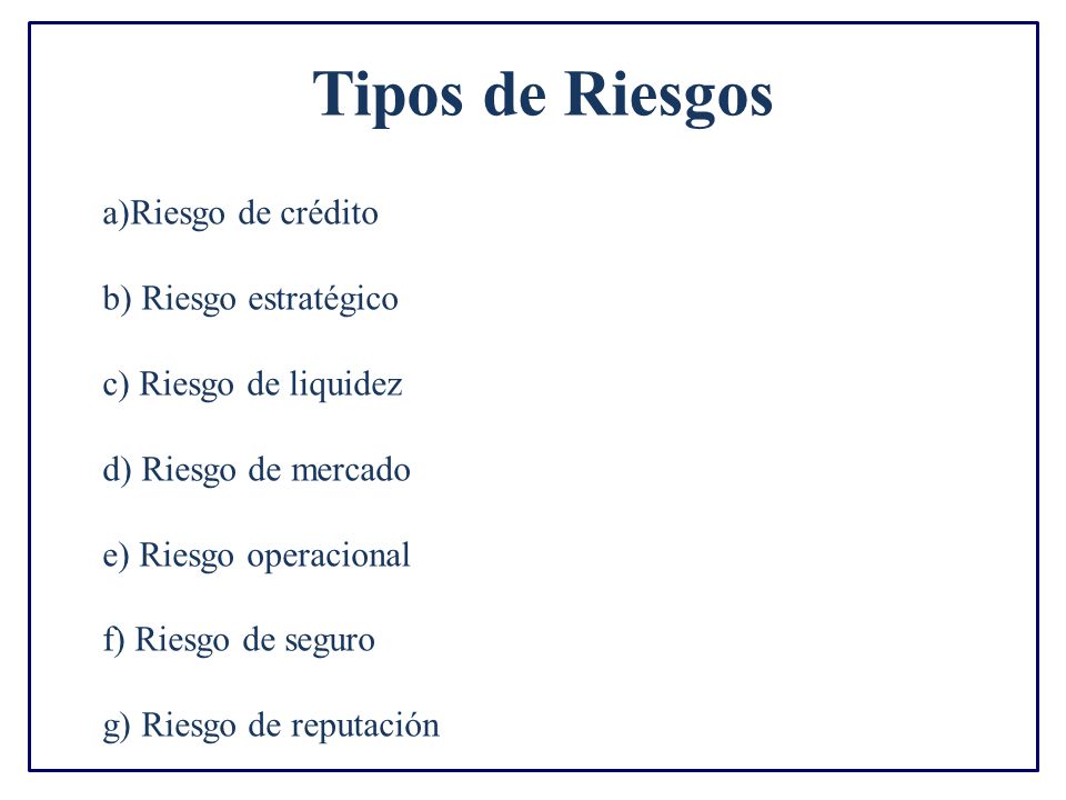 Tipos de Riesgos Riesgo de crédito b) Riesgo estratégico
