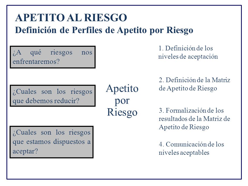 APETITO AL RIESGO Definición de Perfiles de Apetito por Riesgo