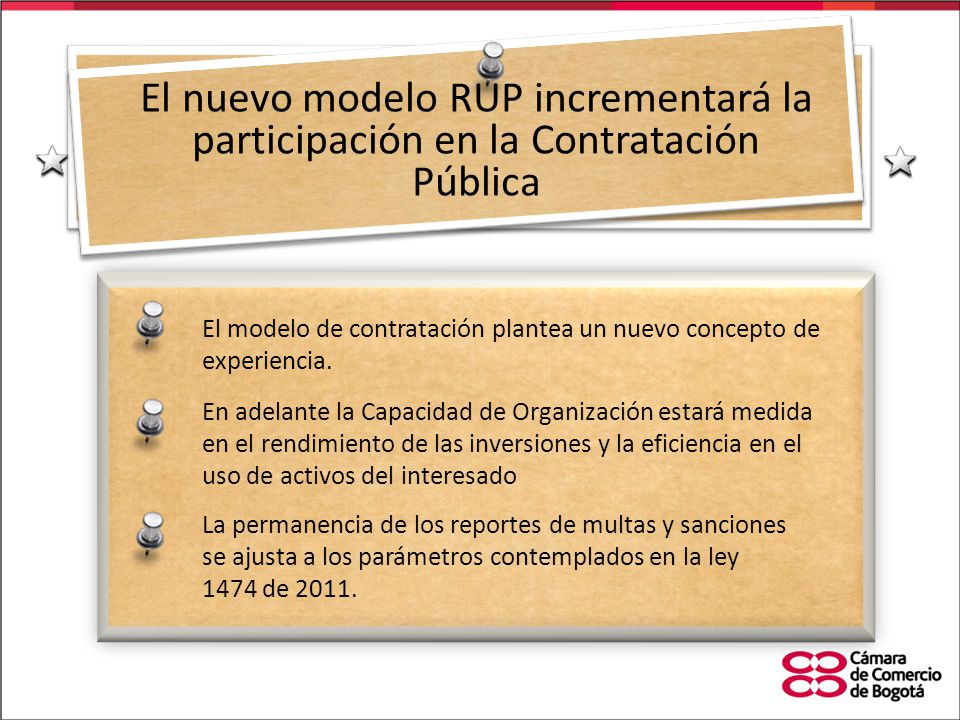 TITULO El nuevo modelo RUP incrementará la participación en la Contratación Pública.