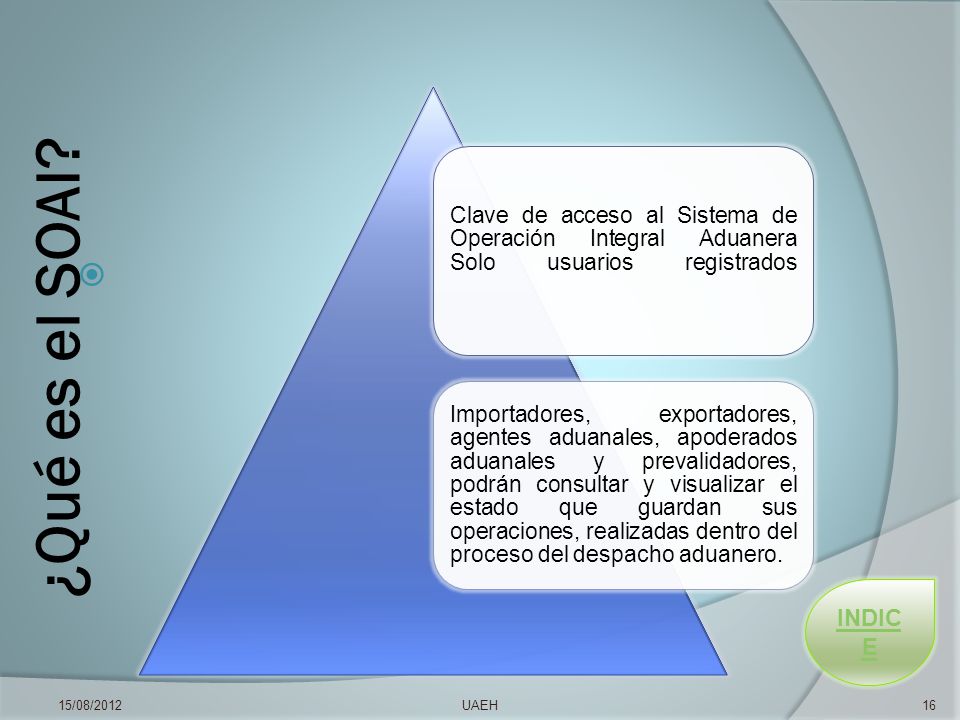 Clave de acceso al Sistema de Operación Integral Aduanera Solo usuarios registrados