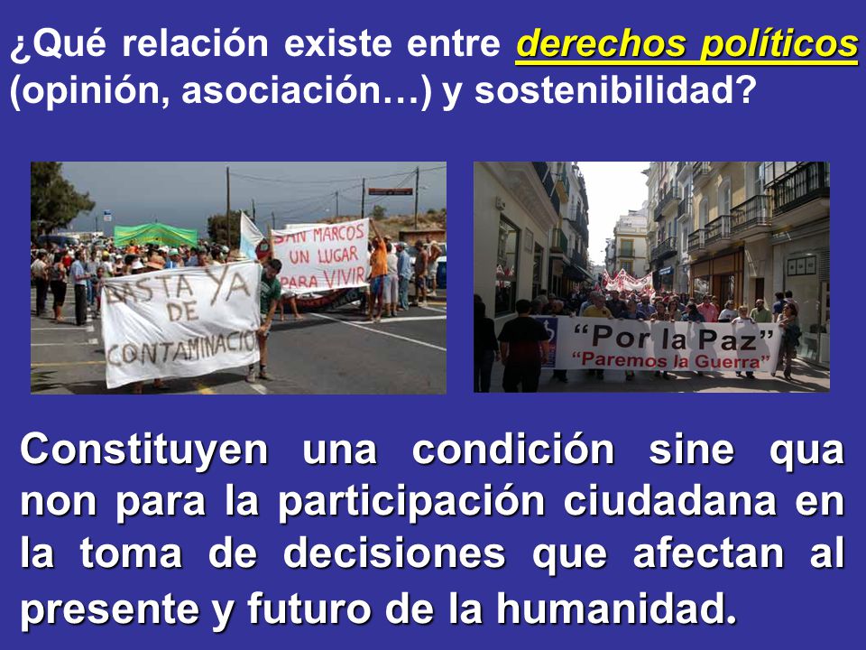 ¿Qué relación existe entre derechos políticos (opinión, asociación…) y sostenibilidad