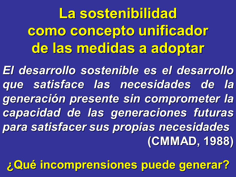 La sostenibilidad como concepto unificador de las medidas a adoptar