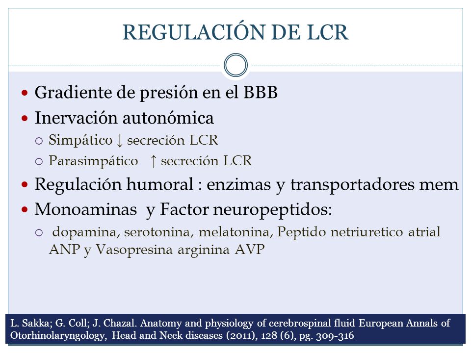 REGULACIÓN DE LCR Gradiente de presión en el BBB Inervación autonómica