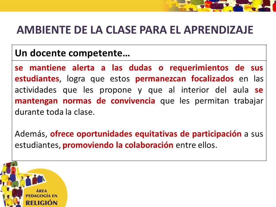 AMBIENTE DE LA CLASE PARA EL APRENDIZAJE
