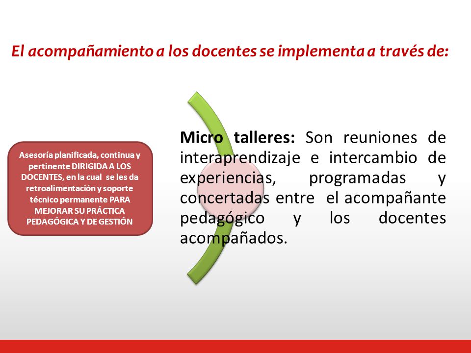El acompañamiento a los docentes se implementa a través de: