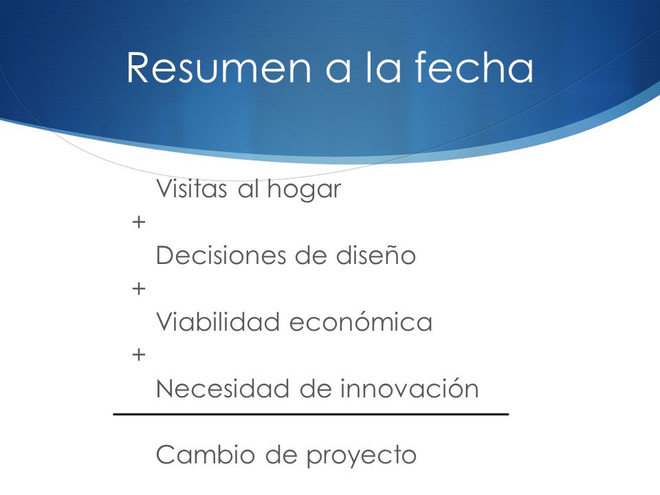 Resumen a la fecha Visitas al hogar + Decisiones de diseño