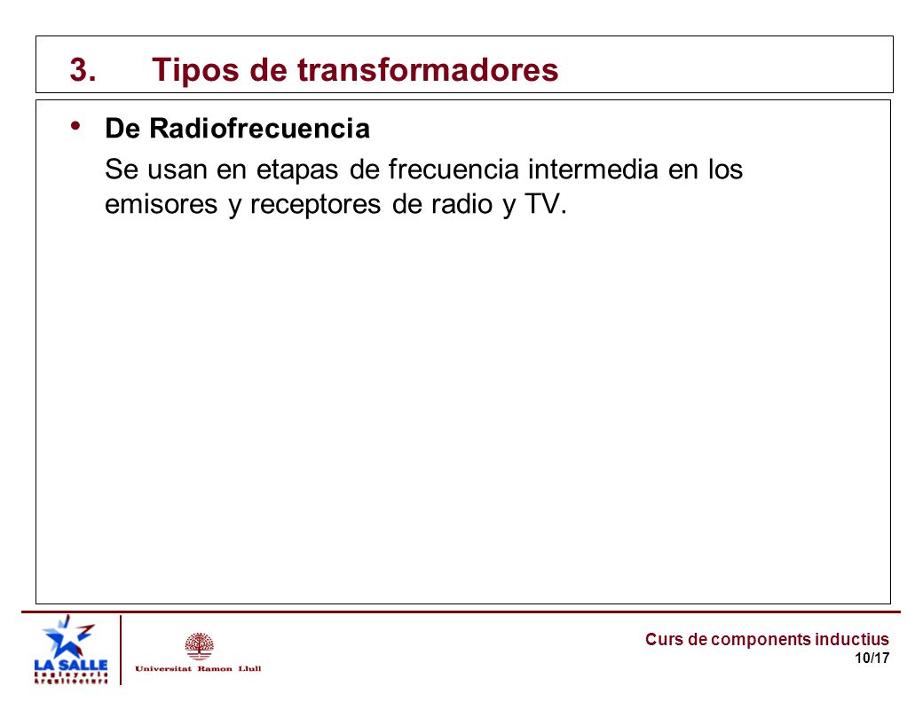 3. Tipos de transformadores