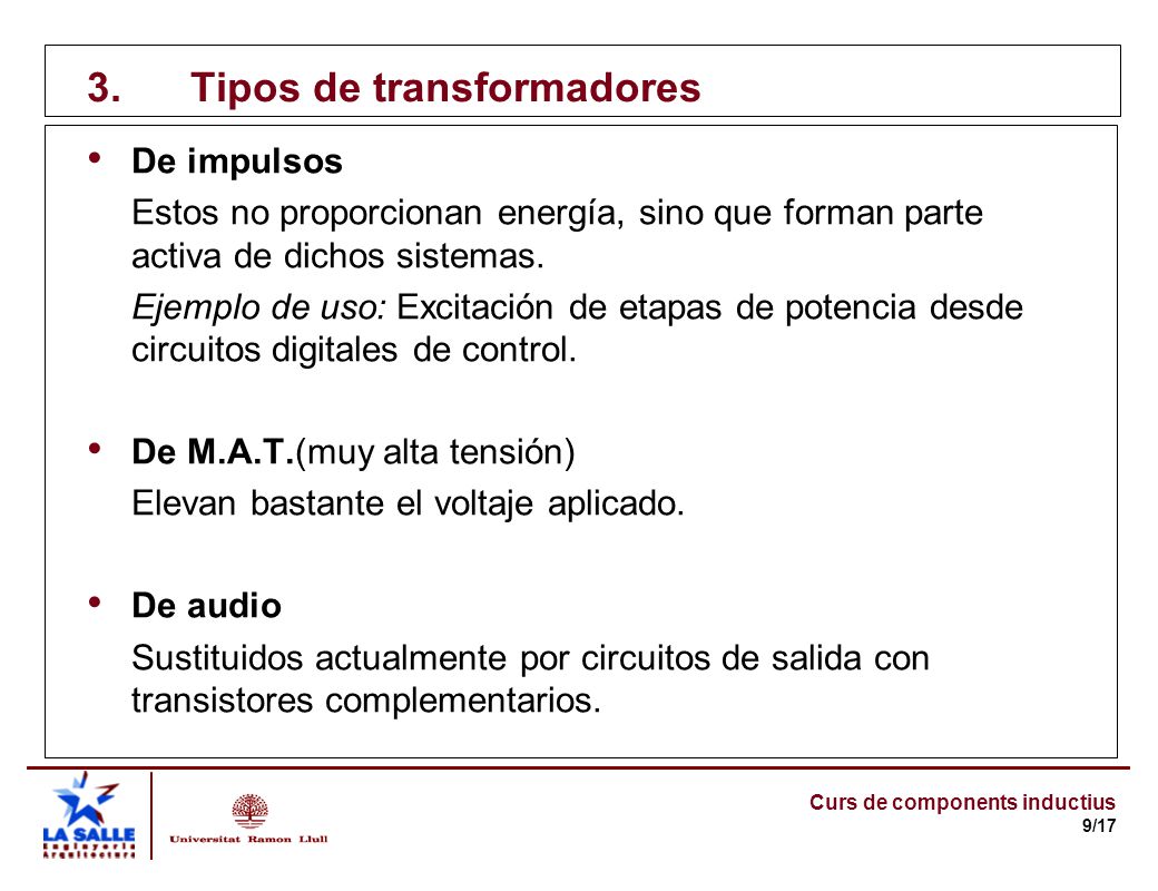 3. Tipos de transformadores
