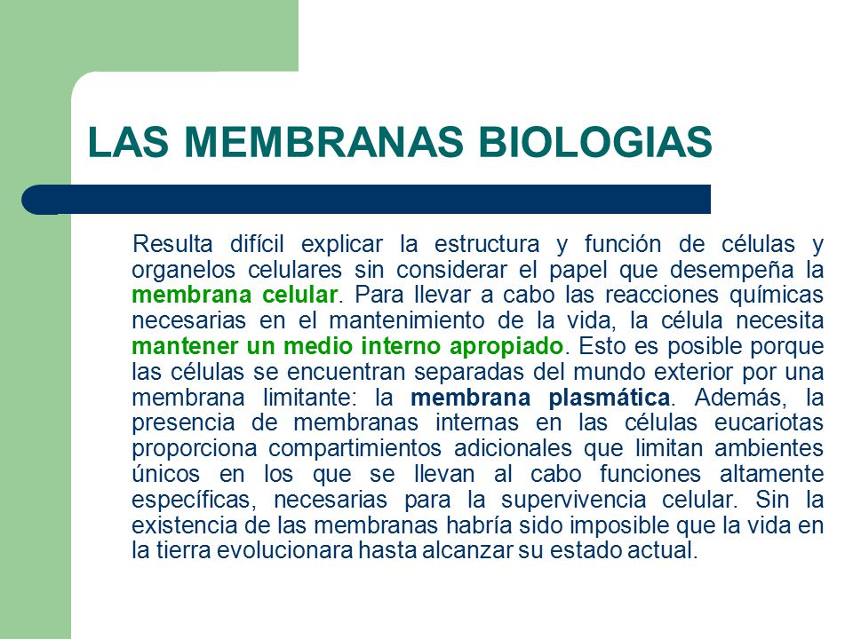LAS MEMBRANAS BIOLOGIAS