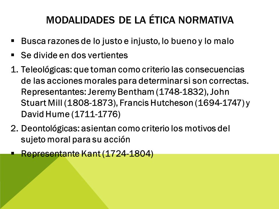 Modalidades de la ética normativa