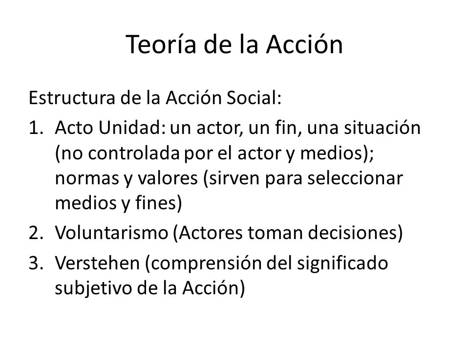 Teoría de la Acción Estructura de la Acción Social: