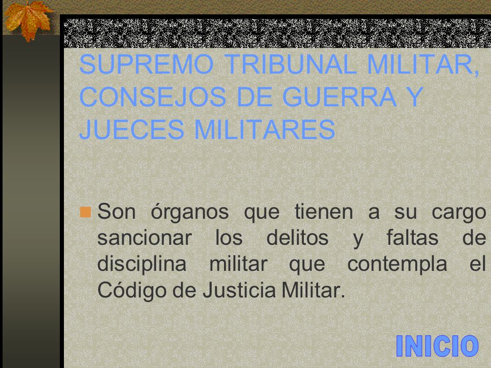 SUPREMO TRIBUNAL MILITAR, CONSEJOS DE GUERRA Y JUECES MILITARES