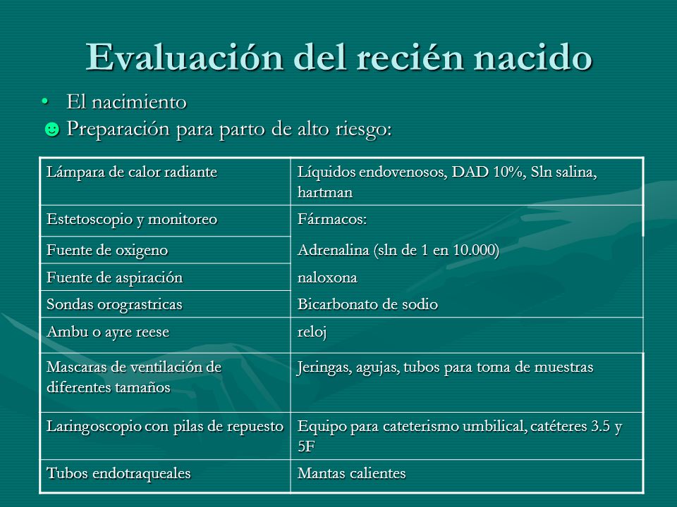 Evaluación del recién nacido