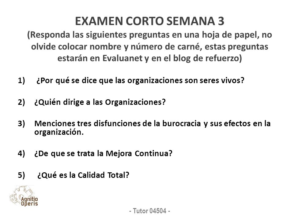 EXAMEN CORTO SEMANA 3 (Responda las siguientes preguntas en una hoja de papel, no olvide colocar nombre y número de carné, estas preguntas estarán en Evaluanet y en el blog de refuerzo)
