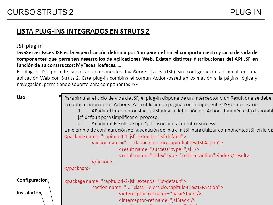 LISTA PLUG-INS INTEGRADOS EN STRUTS 2