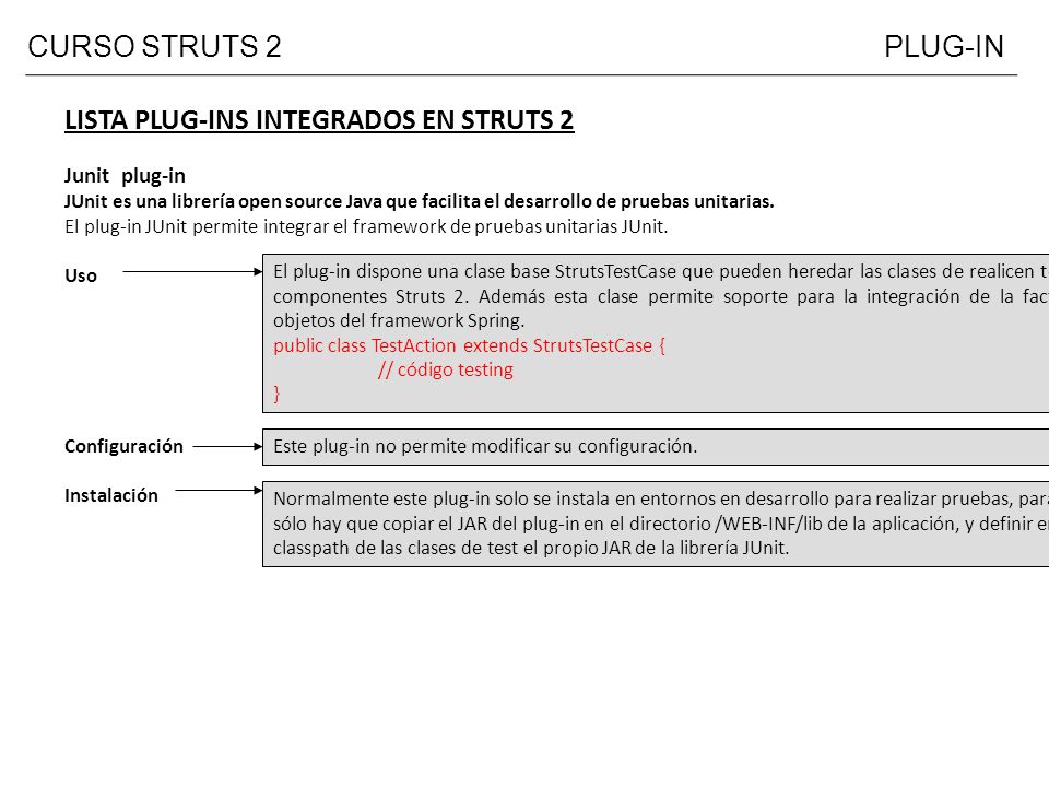 LISTA PLUG-INS INTEGRADOS EN STRUTS 2