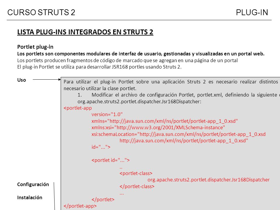 LISTA PLUG-INS INTEGRADOS EN STRUTS 2