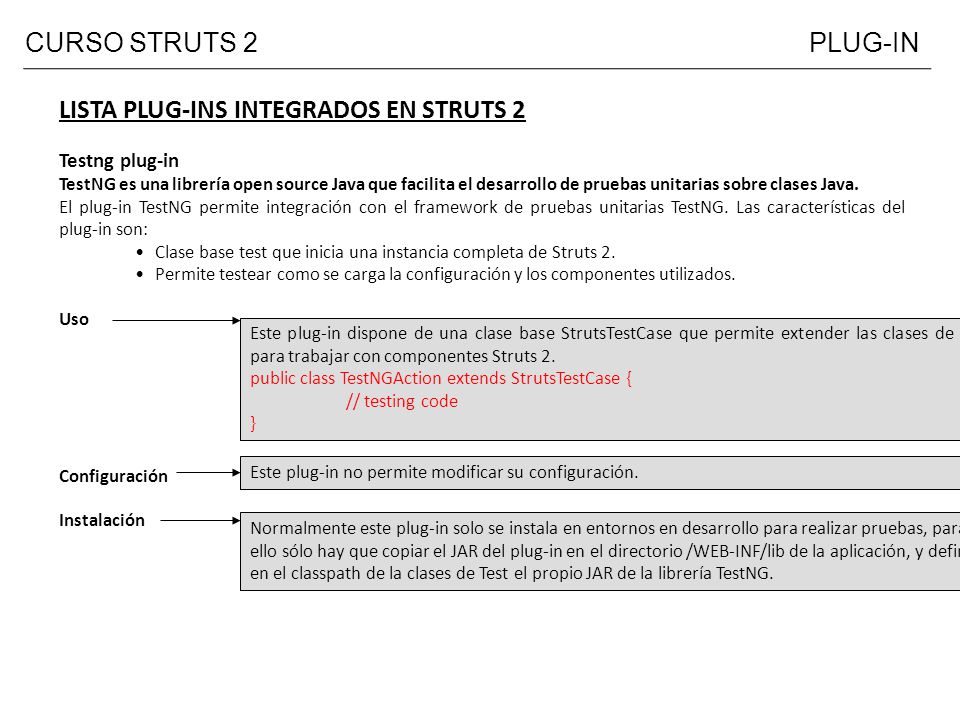 LISTA PLUG-INS INTEGRADOS EN STRUTS 2