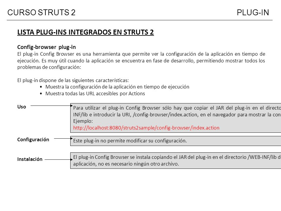 LISTA PLUG-INS INTEGRADOS EN STRUTS 2