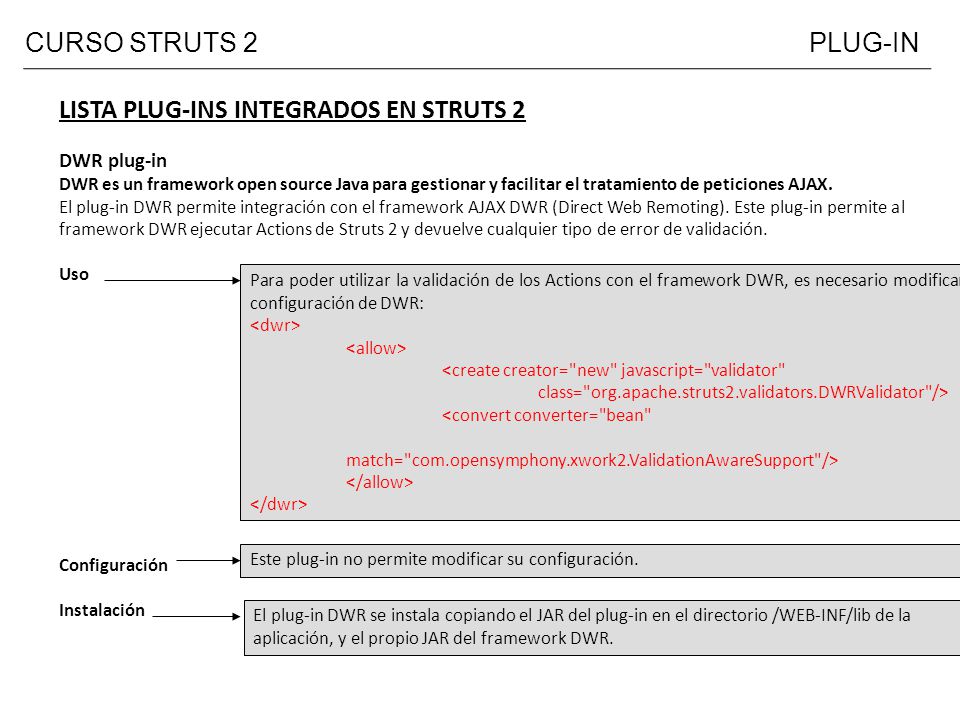 LISTA PLUG-INS INTEGRADOS EN STRUTS 2