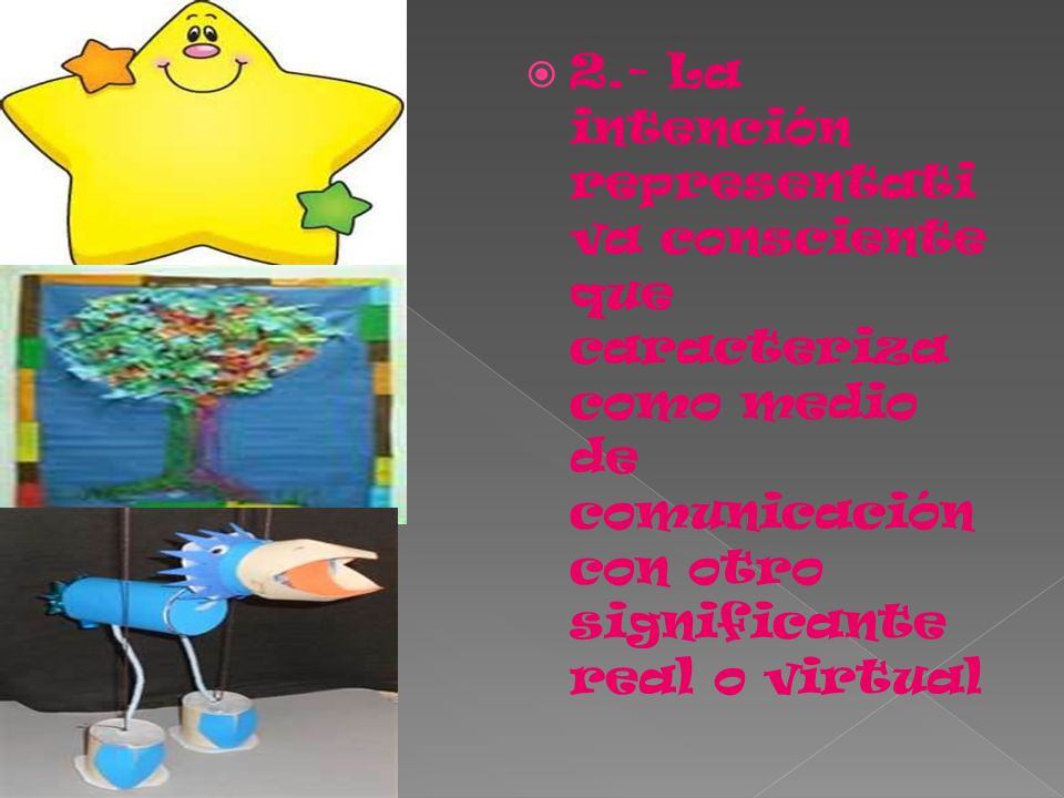 2.- La intención representativa consciente que caracteriza como medio de comunicación con otro significante real o virtual