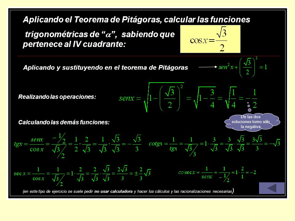 Aplicando y sustituyendo en el teorema de Pitágoras