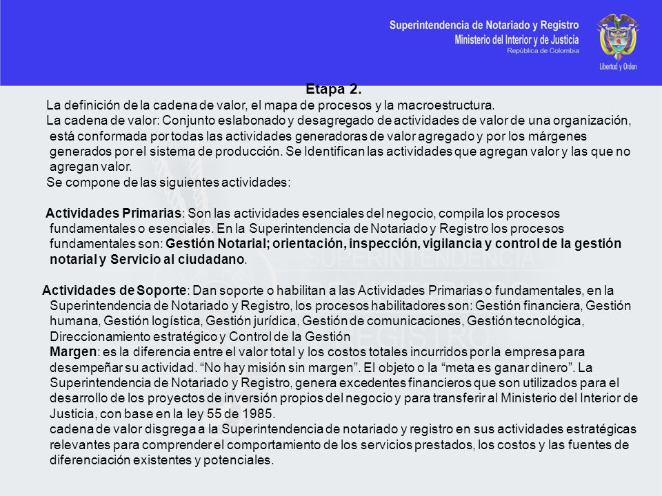Etapa 2. La definición de la cadena de valor, el mapa de procesos y la macroestructura.