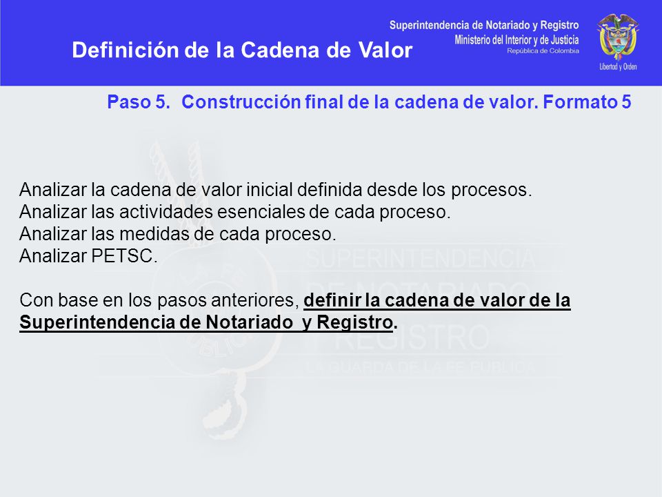 Paso 5. Construcción final de la cadena de valor. Formato 5