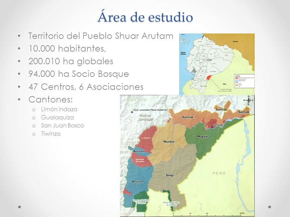 Área de estudio Territorio del Pueblo Shuar Arutam habitantes,