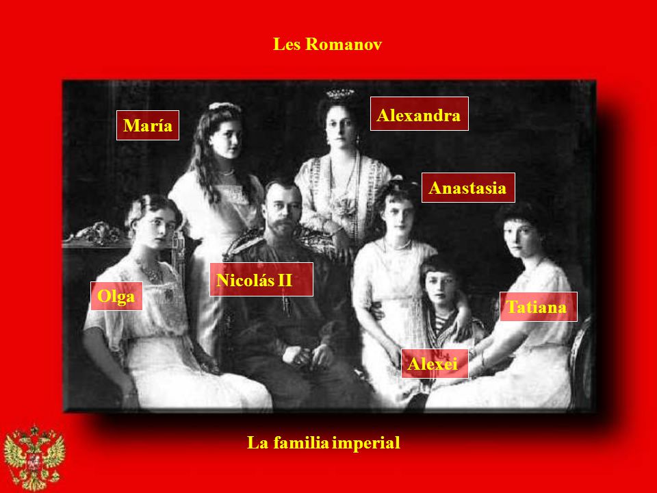Les Romanov Alexandra María Anastasia Nicolás II Olga Tatiana Alexei La familia imperial