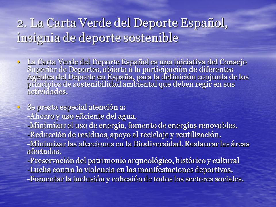 2. La Carta Verde del Deporte Español, insignia de deporte sostenible