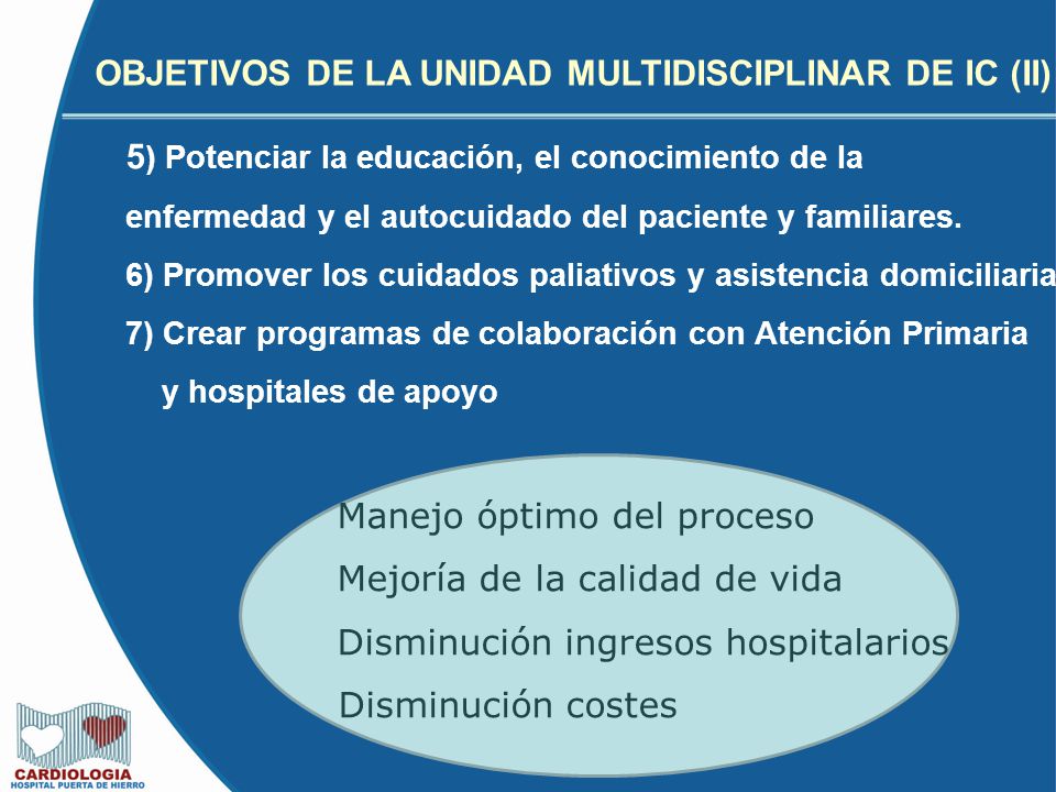 OBJETIVOS DE LA UNIDAD MULTIDISCIPLINAR DE IC (II)