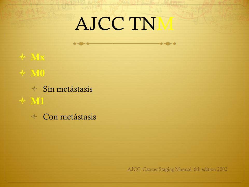 AJCC. Cancer Staging Manual. 6th edition 2002