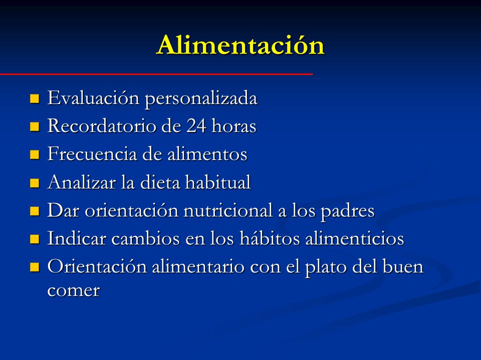Alimentación Evaluación personalizada Recordatorio de 24 horas