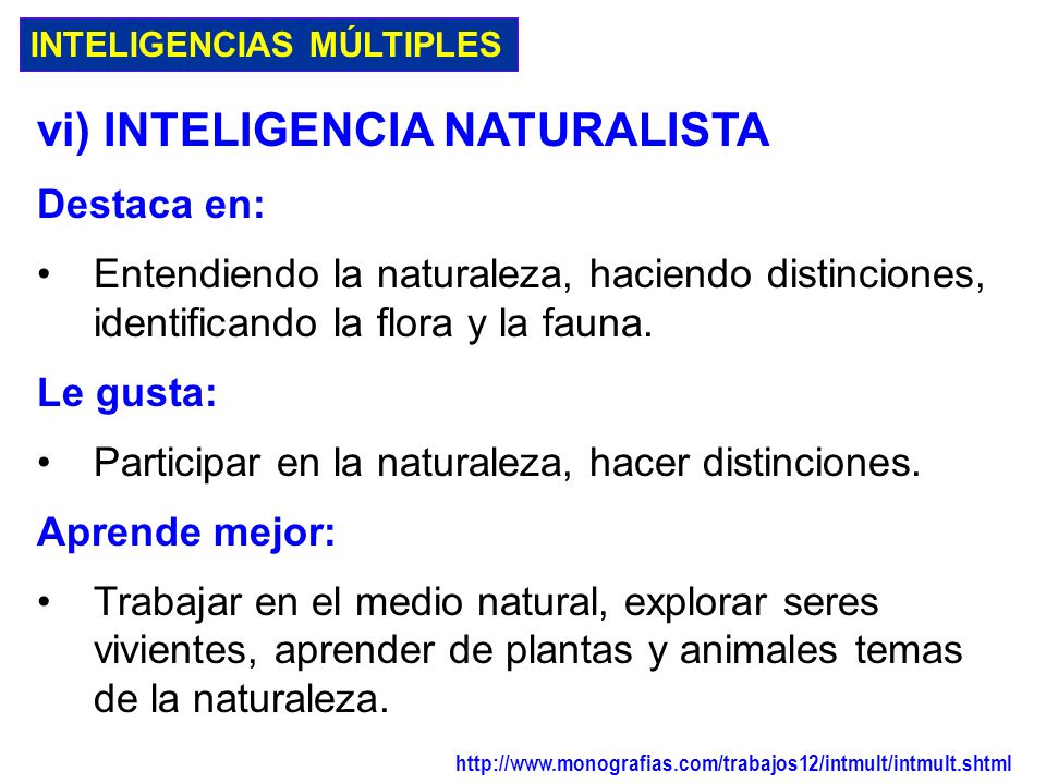 vi) INTELIGENCIA NATURALISTA