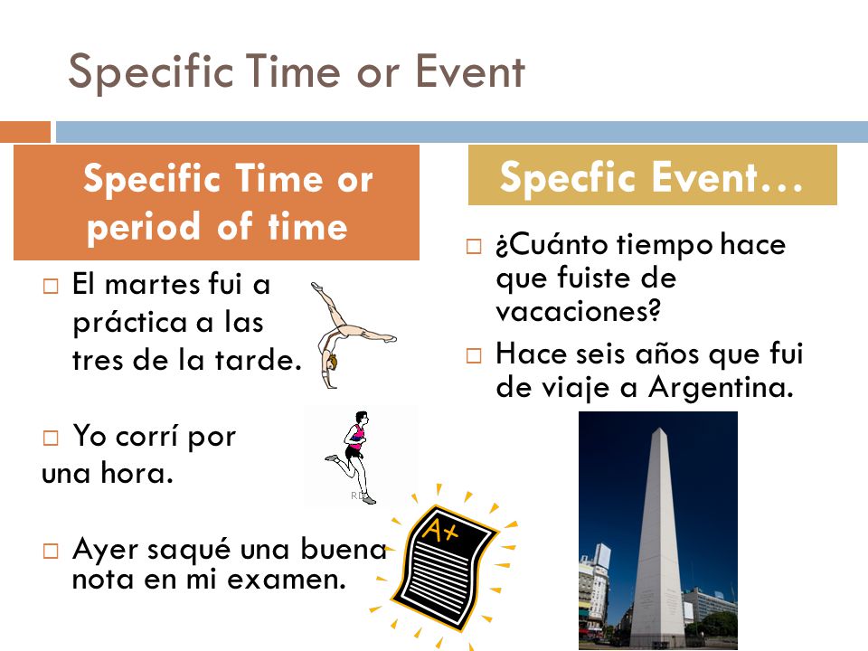 Specific Time or period of time