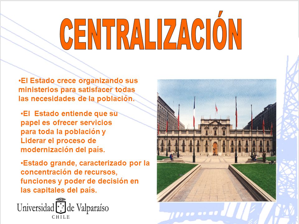 CENTRALIZACIÓN El Estado crece organizando sus ministerios para satisfacer todas las necesidades de la población.