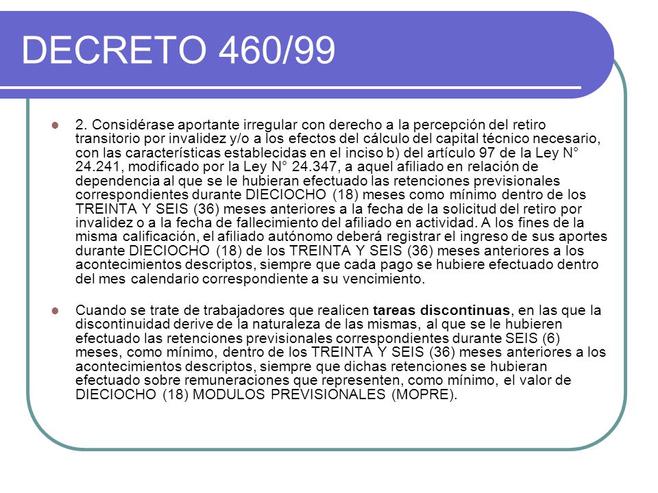 DECRETO 460/99