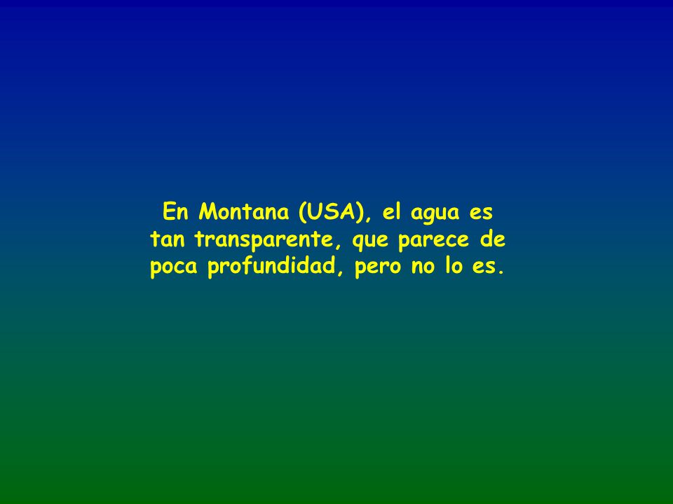 En Montana (USA), el agua es tan transparente, que parece de poca profundidad, pero no lo es.