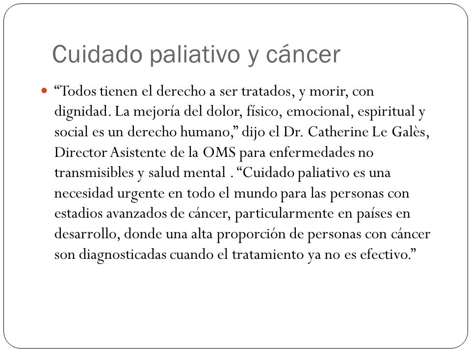 Cuidado paliativo y cáncer