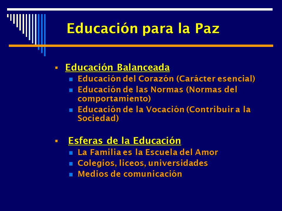 Educación para la Paz Educación Balanceada Esferas de la Educación