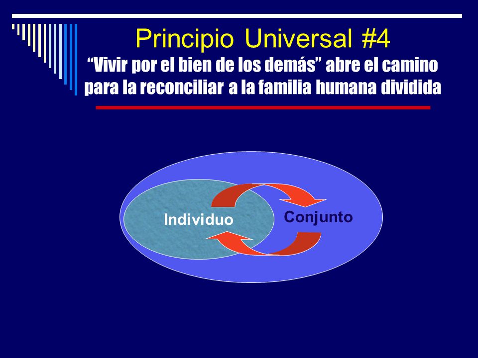 Principio Universal #4 Vivir por el bien de los demás abre el camino para la reconciliar a la familia humana dividida.