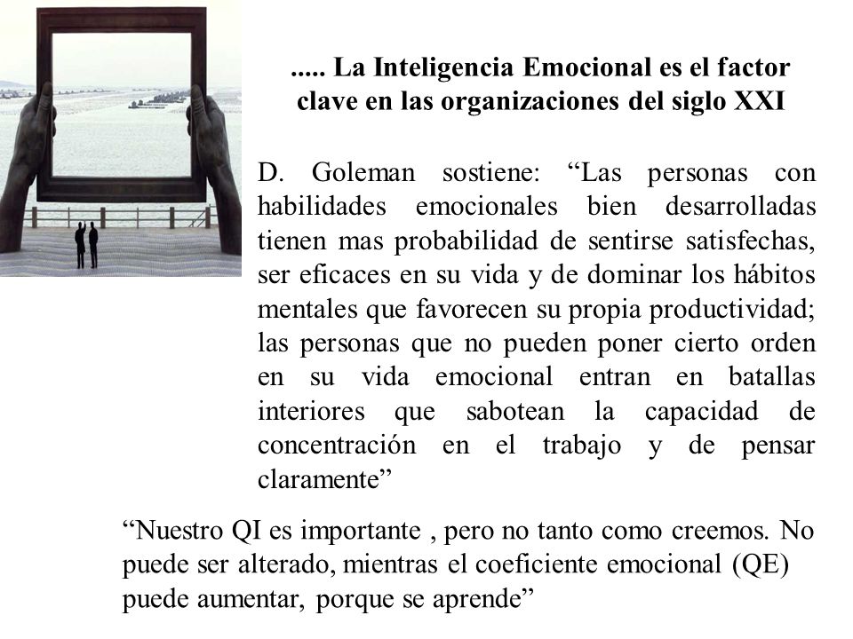 ..... La Inteligencia Emocional es el factor clave en las organizaciones del siglo XXI