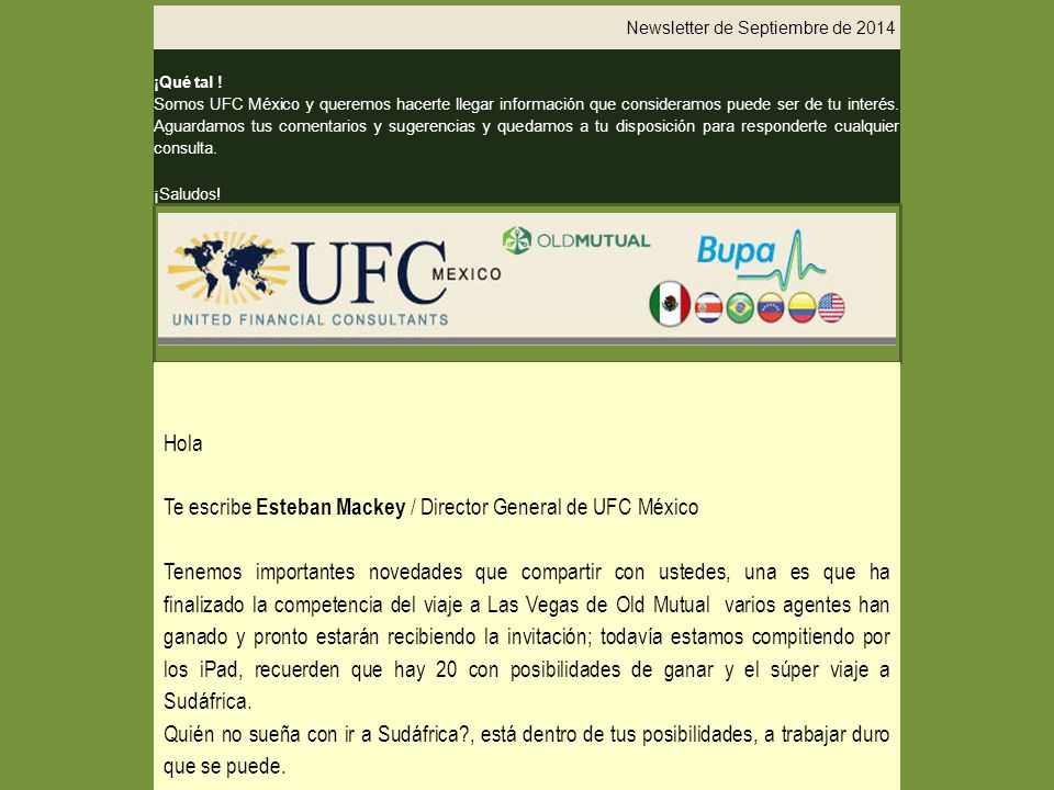 Te escribe Esteban Mackey / Director General de UFC México