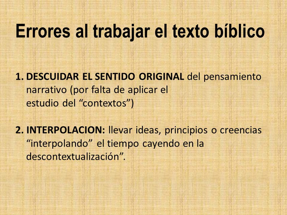 Errores al trabajar el texto bíblico