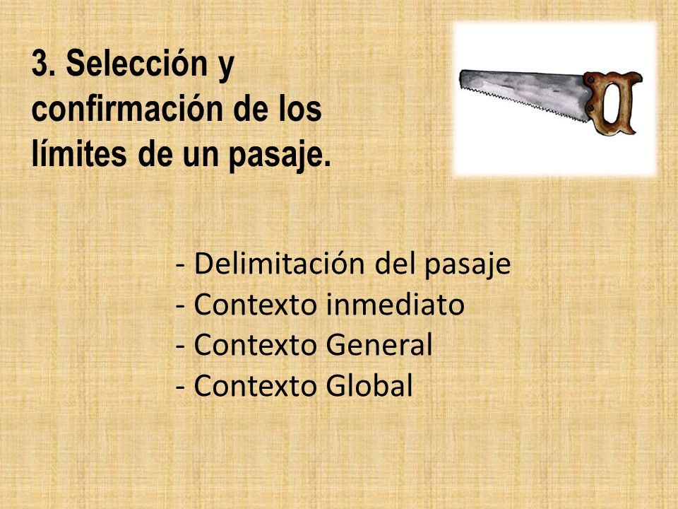 3. Selección y confirmación de los límites de un pasaje.