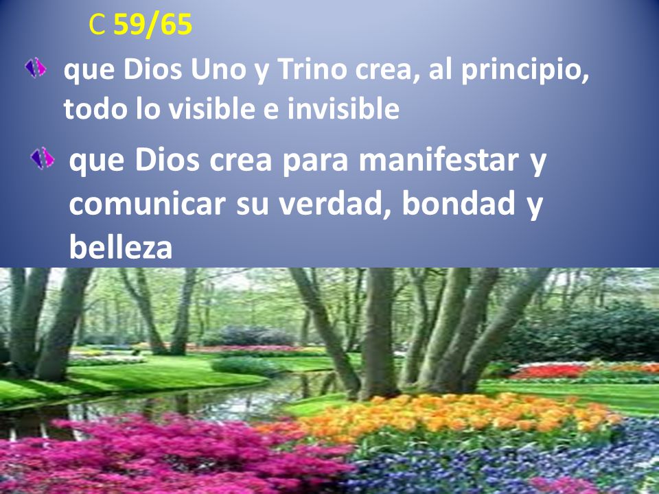 que Dios crea para manifestar y comunicar su verdad, bondad y belleza