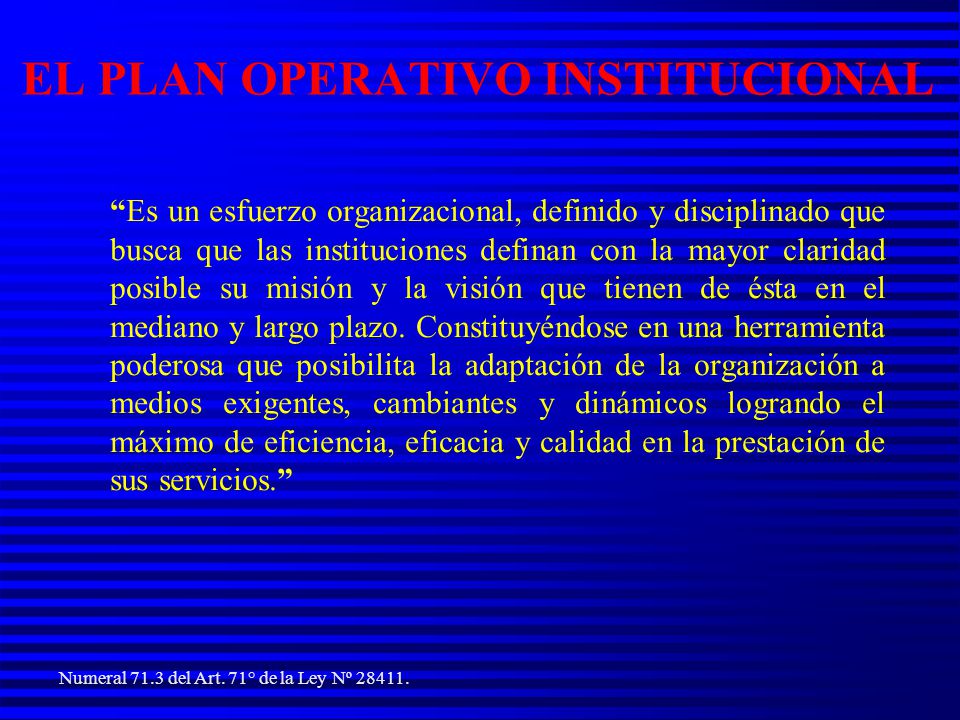 EL PLAN OPERATIVO INSTITUCIONAL