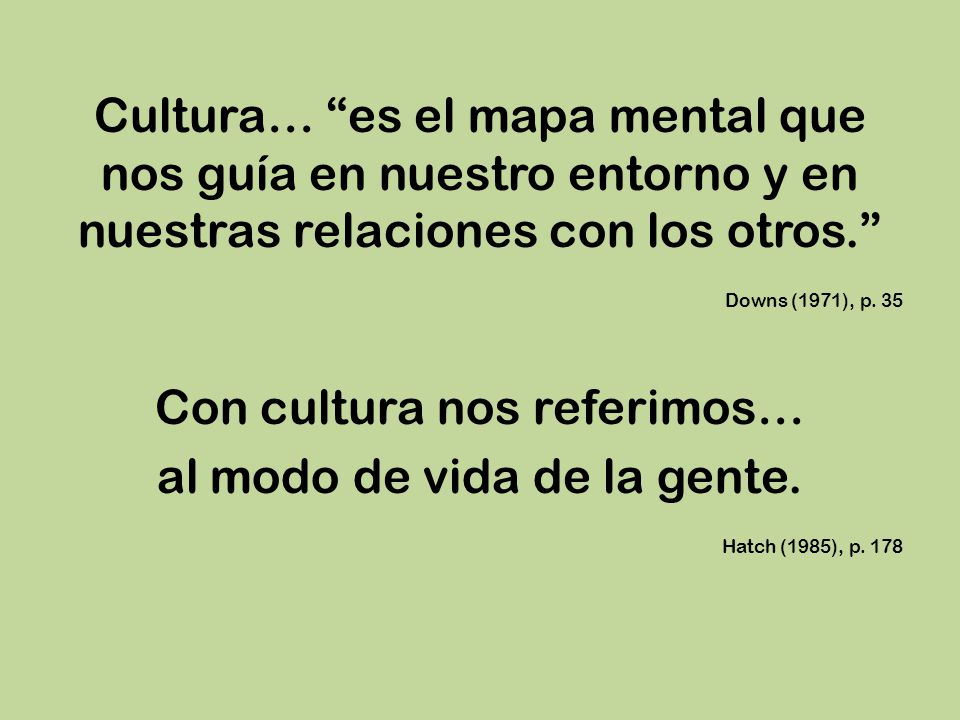 Con cultura nos referimos… al modo de vida de la gente.