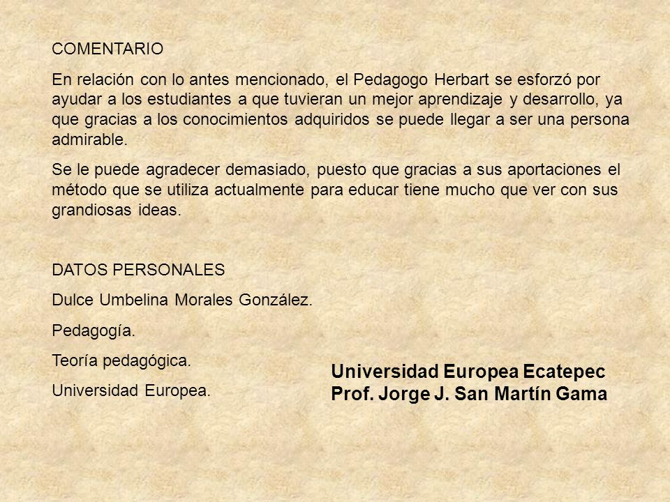 Universidad Europea Ecatepec Prof. Jorge J. San Martín Gama